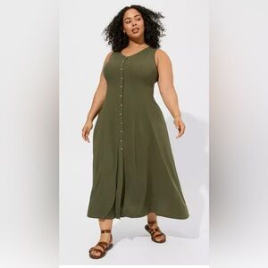 NWT Torrid Olive Lace-Up Back Maxi Dress